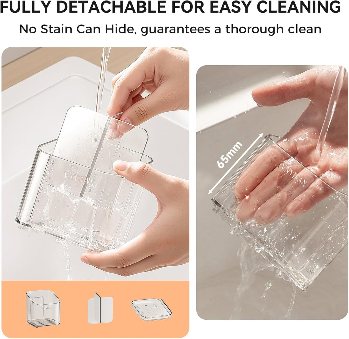 Toothbrush Holders for Bathrooms, 3 Slots Detachable Toothbrush Holder Wall Mounted with Divider, Removable Electric Tooth Brush and Toothpaste Holder Organizer for Bathroom Countertop/Kitchen/Office