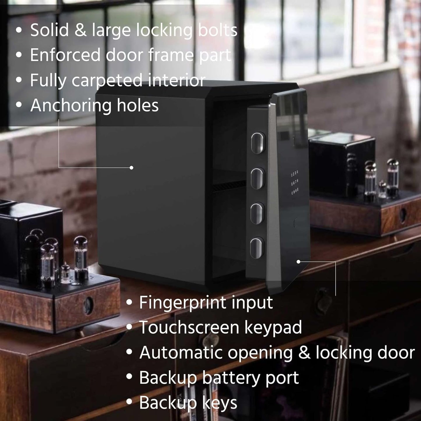 Home Safe, Fingerprint Password Safe Box with Key, Cabinets SafeBox for Home, Security Box, Biometric Safe, W-series 2.1Cubic feet