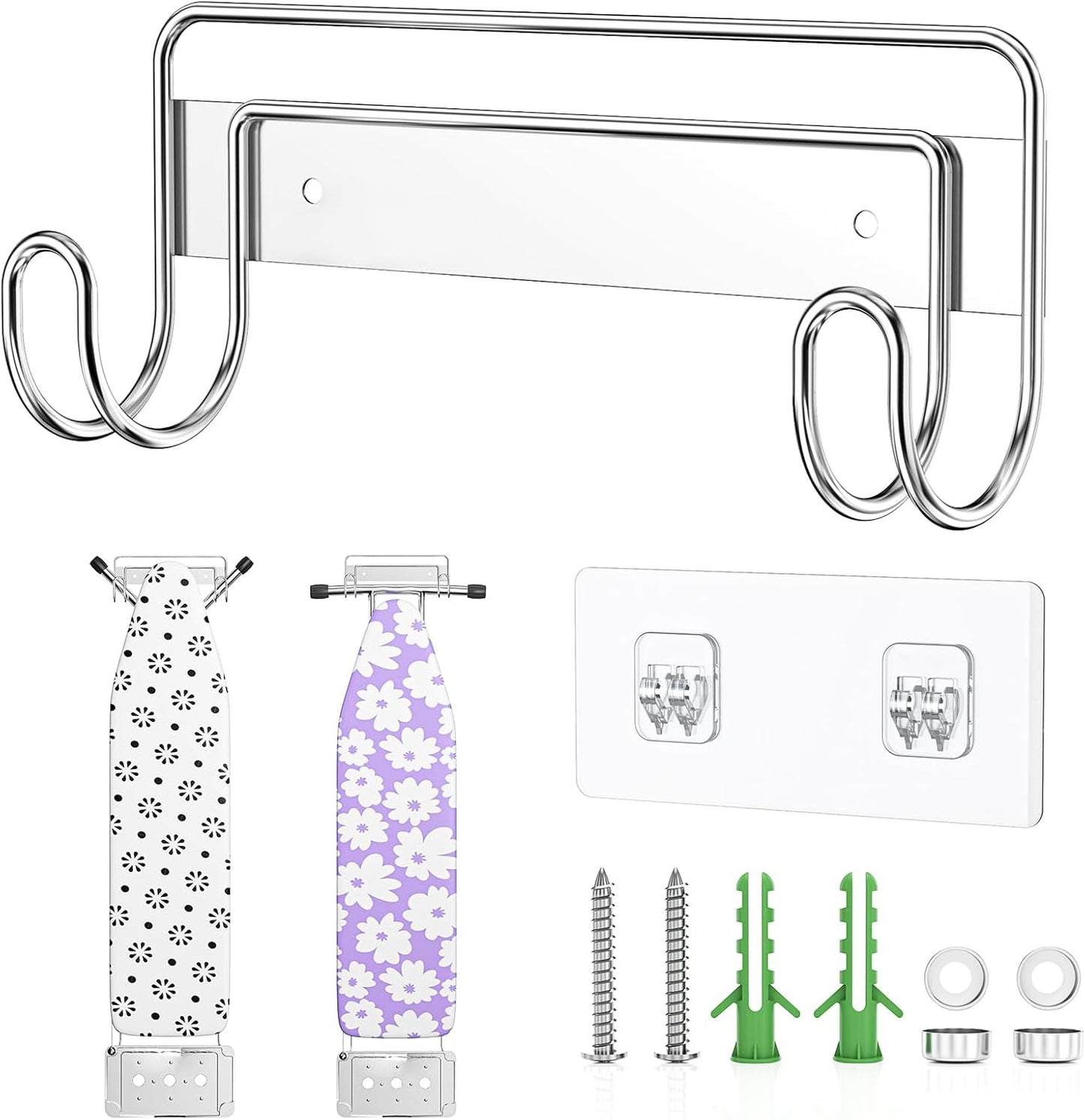 Ironing Board Holder Wall Mount, Iron Board Holder Stainless Steel, Wall Mounted Ironing Board Hanger, Y T Leg Laundry Rooms Iron Board Holder for Wall Heavy Duty