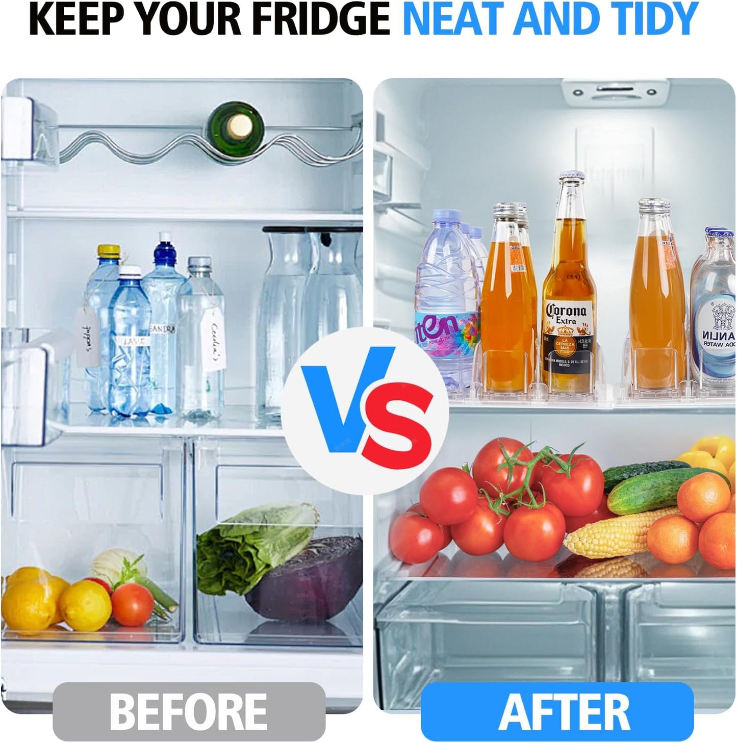 SOLY Drink Organizer for Fridge, Soda Can Dispenser for Refrigerator, Automatic Drink Dispenser Holds 6–20oz, 5 Row, 14.96" Deep