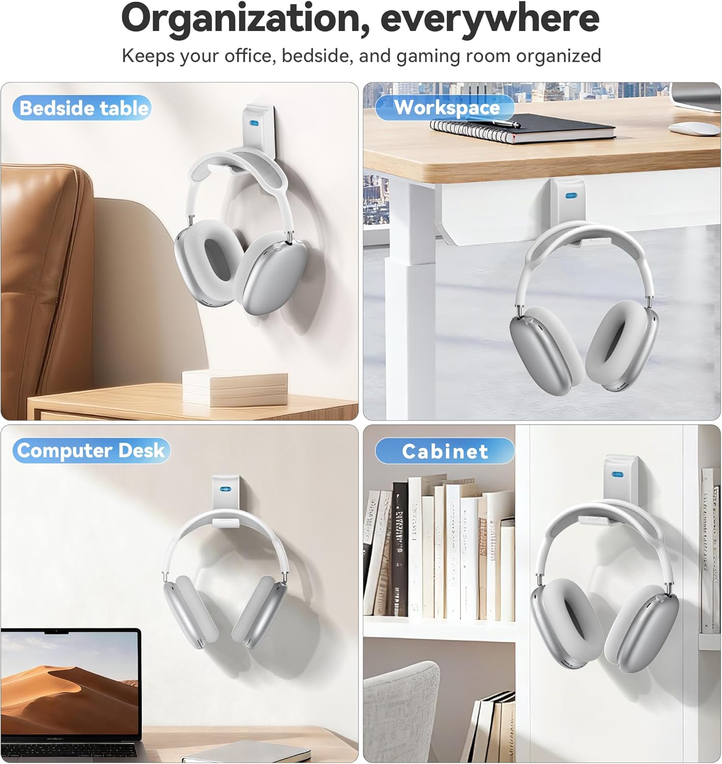 Headphone Stand Wall Mount, Gaming Headset Wall Shelf & Desk Holder, Hook Hanger, for Office / PS5/ XBOX/ PS4 Headset, Must Have Video Game Accessories, Essentials & Gift for Boys & Girls- 2 Pack