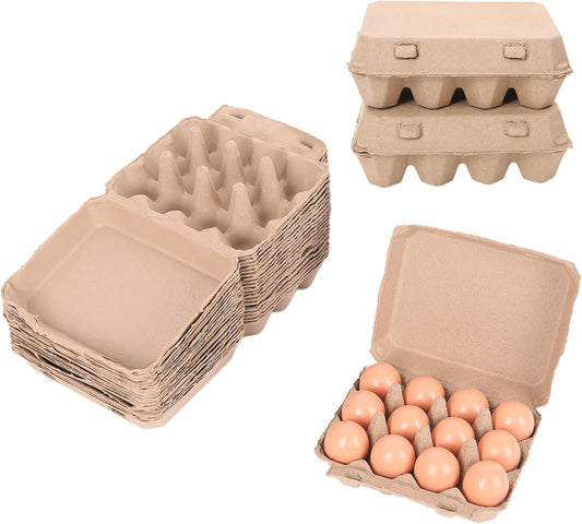 20 Pack Egg Cartons Bulk, 3x4 Style Reusable Empty Natural Paper Pulp Egg Cartons, Sturdy Design Egg Holder Containers for Fresh Chicken Eggs