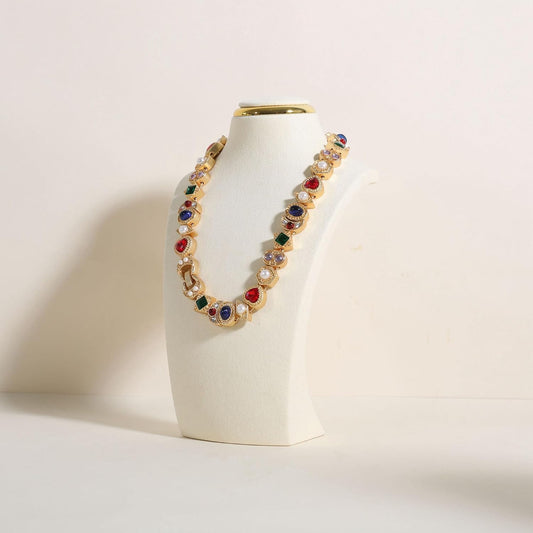 velvet necklace display stand, necklace display holder for selling, bust jewelry display, necklace mannequin display stand【Cream-Small】