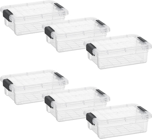 Superio Clear Storage Boxes with Lids, 1.27 Quart Plastic Container Bins for Organizing, Stackable Crates, BPA Free, Non Toxic, Odor Free, Organizers for Home, Office and Dorm, 6 Pack