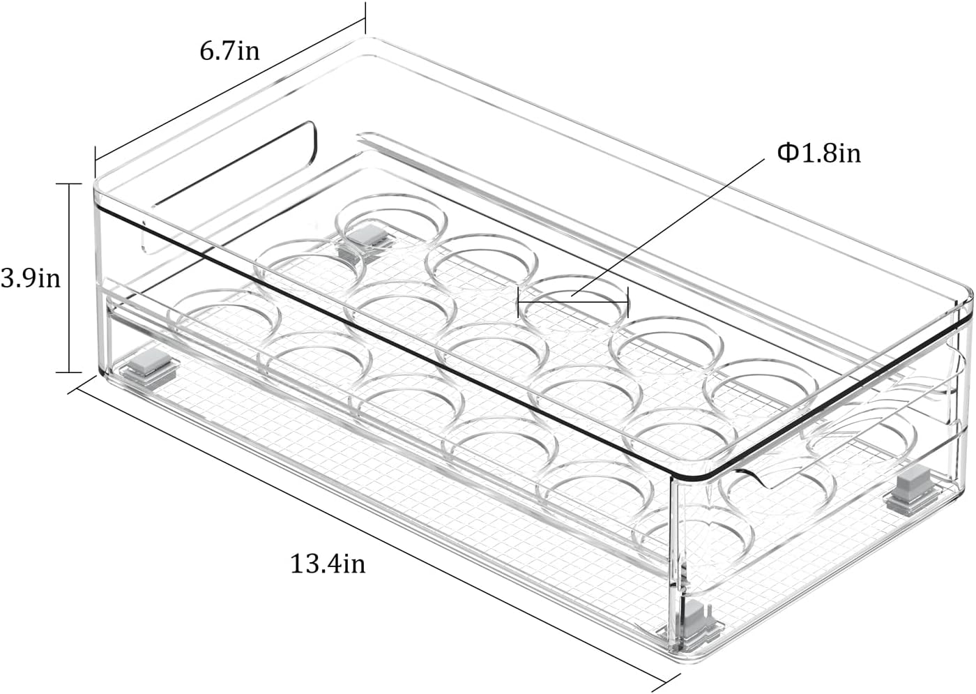 Acrylic Egg Box Transparent 18 and 36 Pack Storage for Refrigerator Kitchen Storage Size: 13.3 * 4.7 * 3.9 inches (1 pack)