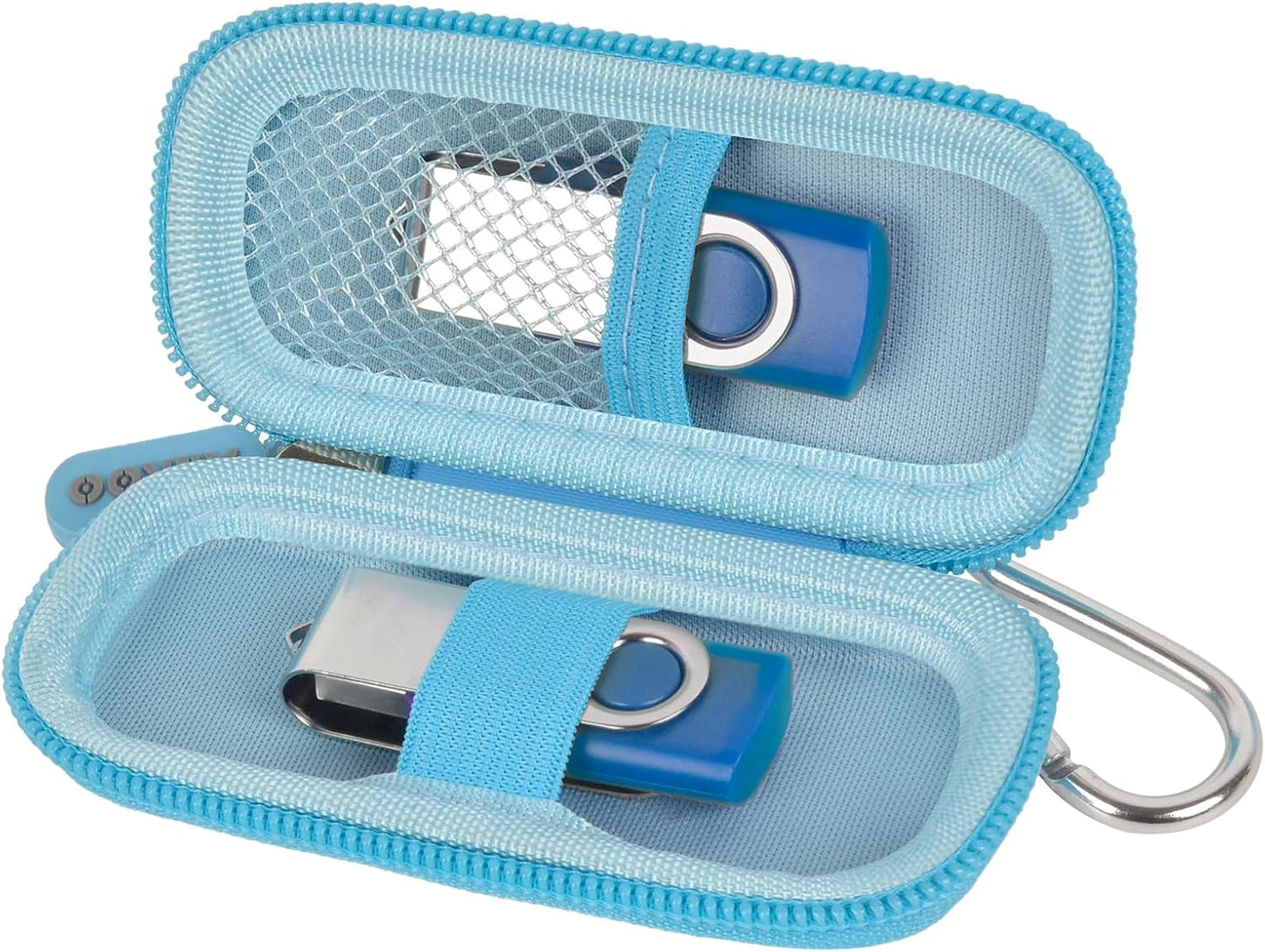 USB Flash Drive Case, SD Card Holder Compatible with Thumb Drive, Memory Cards, SDXC SDHC Storage Bag, Electronic Accessories Organizer for SanDisk for Samsung for Inland (Light Blue)