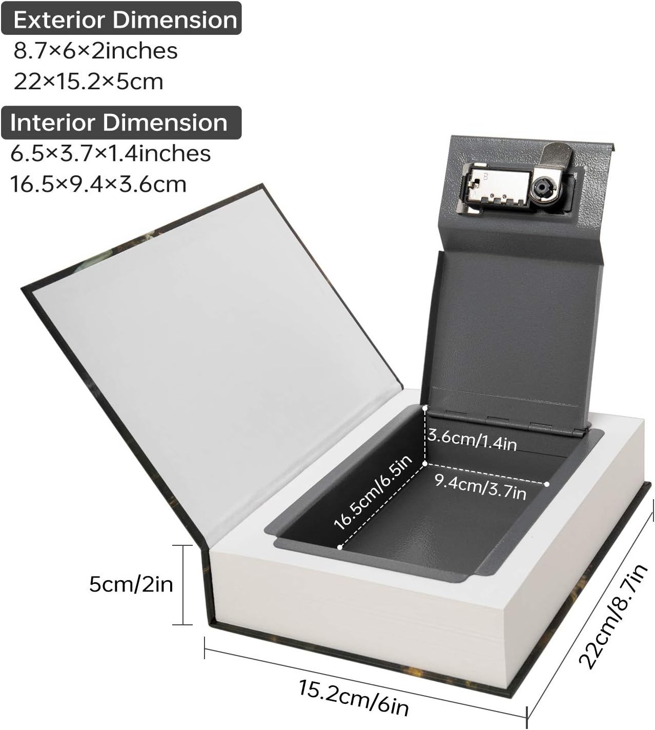 Real Paper Transfer Book Safe, Hollow with Secret Hidden Compartment, Combination Lock, 8.7"×6"×2" (Pride and Prejudice-Combination)