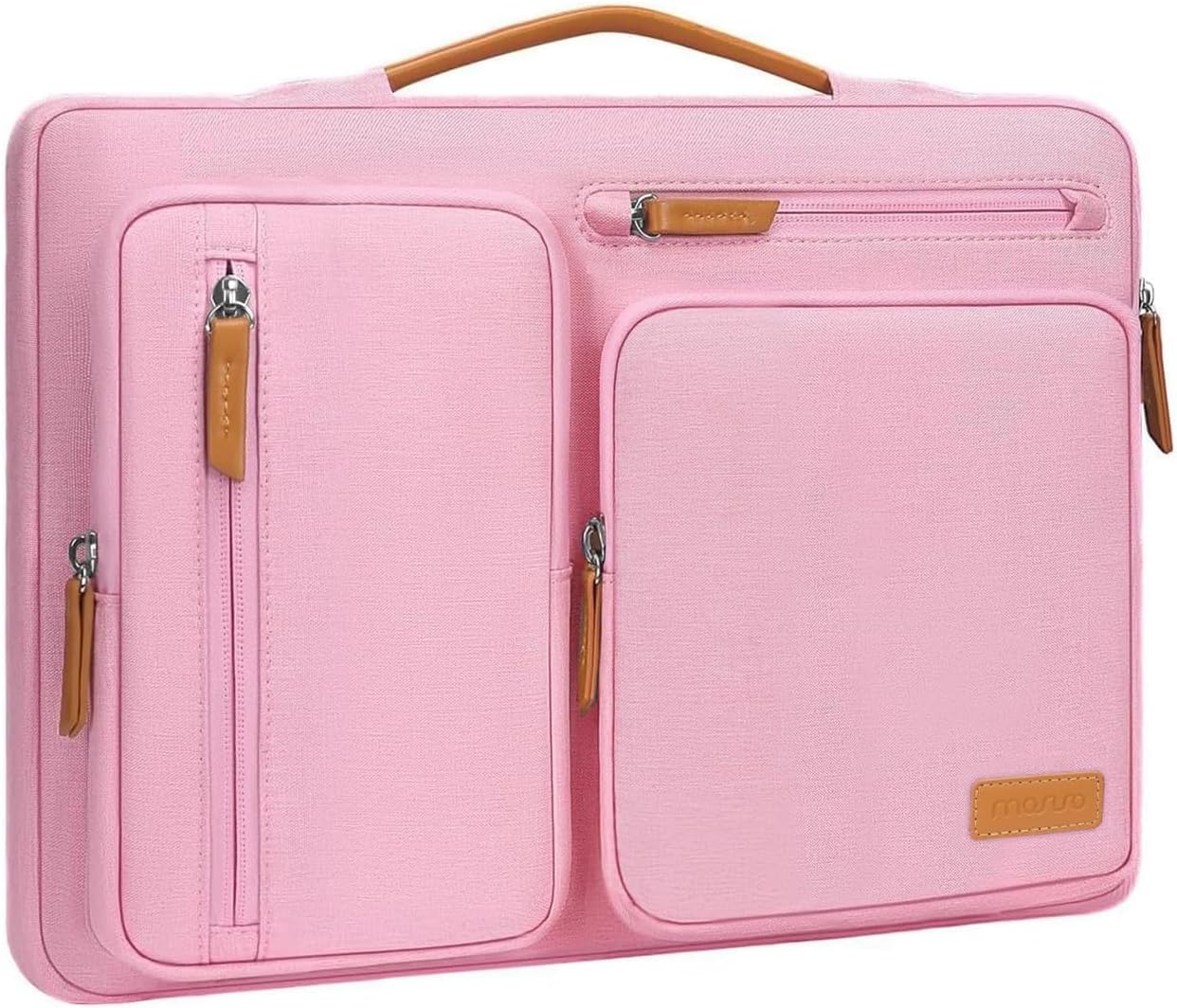 MOSISO 360 Protective Laptop Case 16 inch, 15-15.6 inch Laptop Sleeve Compatible with MacBook Pro 16, HP, Acer, Dell, Lenovo, ASUS, Side Open Carrying Case with 4 Zipper Pockets&Handle, Pink