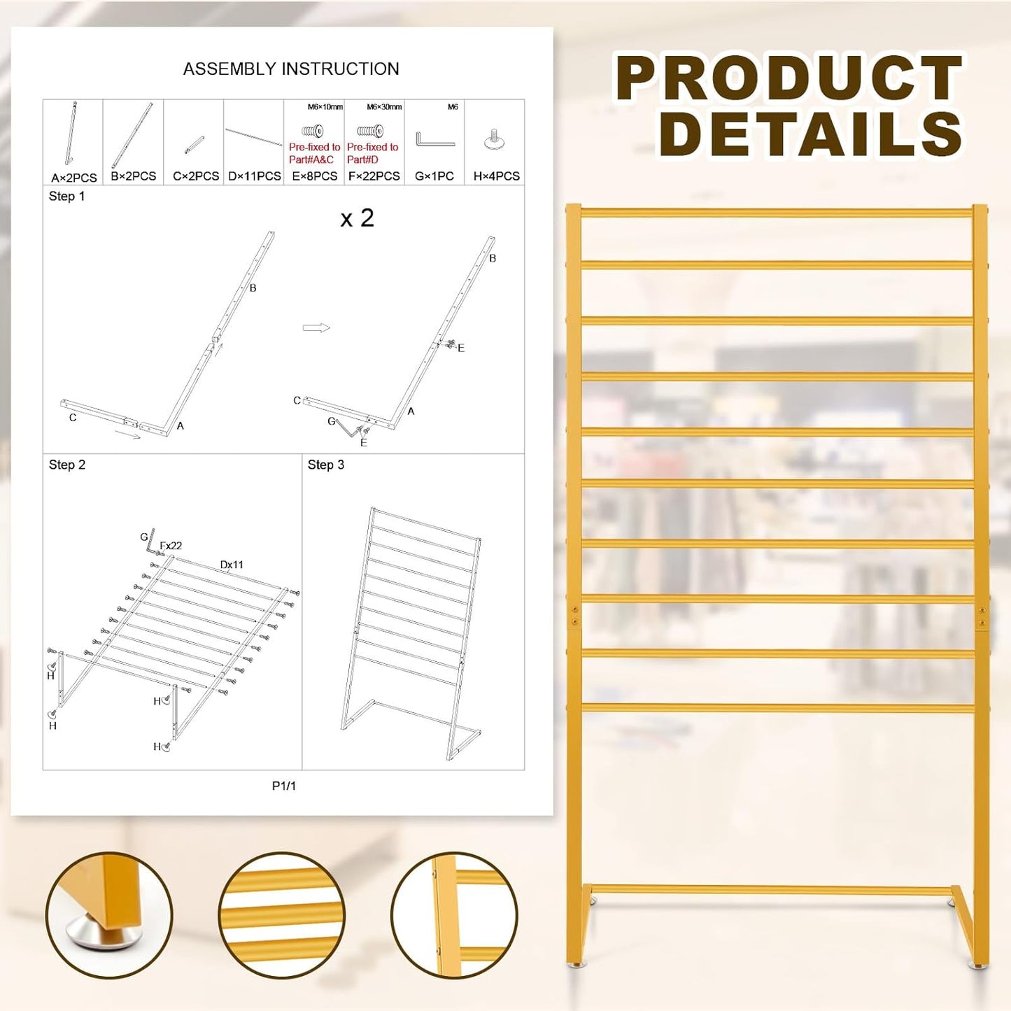 Hijab Organizer, 10 Tier Metal Scarf Holder Organizer, Freestanding Scarf Shawl Display Stand Belt Holder for Boutique Display, Retail Store, Bedroom, Clothing Store