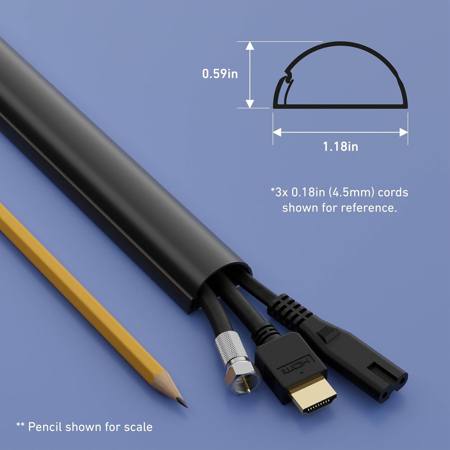 D-Line 157in Cord Cover Kit, Self-Adhesive Wire Hiders, Cable Raceway to Hide Wires on Wall, Electrical Cable Management - 10x 15.7 Lengths & 19 Accessories - 1.18" (W) x 0.59" (H) - Black