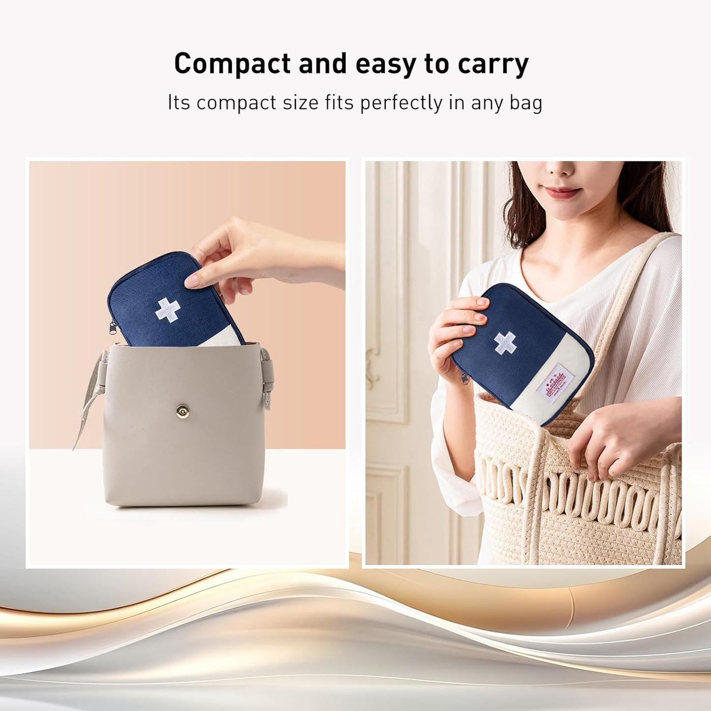 2 Packs Travel First Aid Bag,Empty Mini First Aid Pouch,Emergency Medicine Storage Organizer Bag Health and Household Supplies