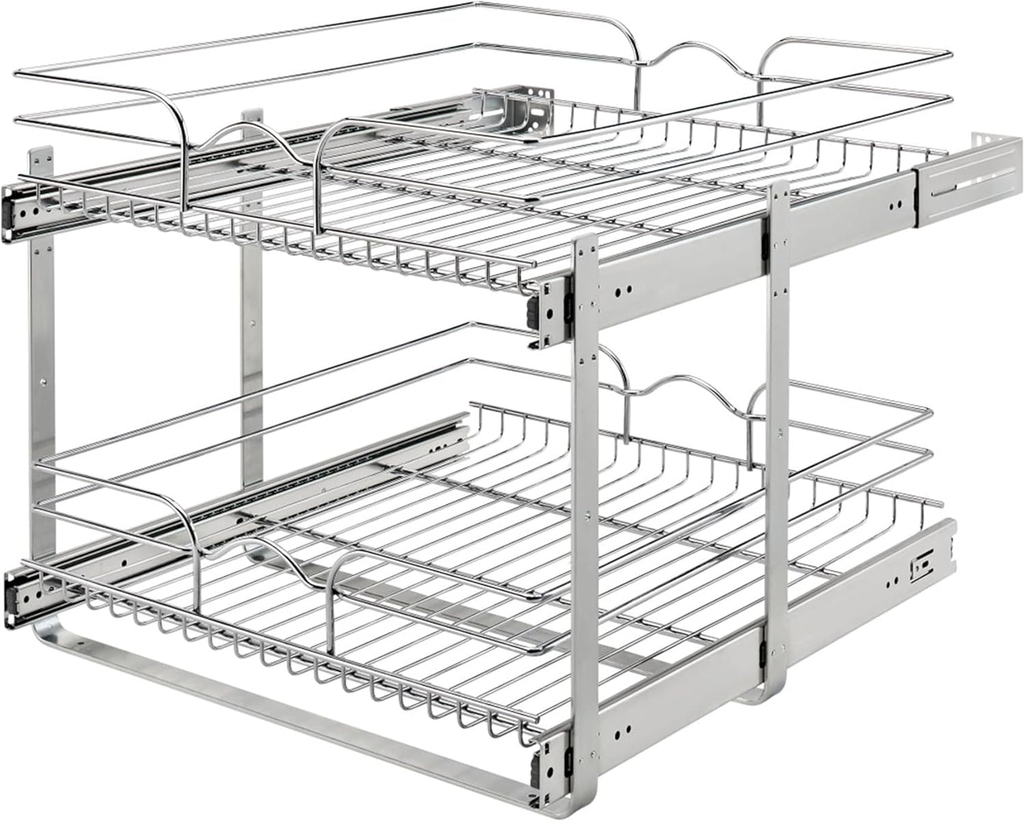 Rev-A-Shelf 2-Tier Kitchen Cabinet Pullout Shelf and Drawer Organizer Slide Out Pantry Storage Basket in Multiple Sizes, 24 x 22 In, 5WB2-2422-CR-1