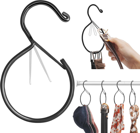 6 Pack Belt Hanger, Tie Hanger & Belt Organizer, Waterproof Belt Hanger for Closet, Ties, Scarves, Bags & Accessories, Keeps Closet Neat & Organized, Black