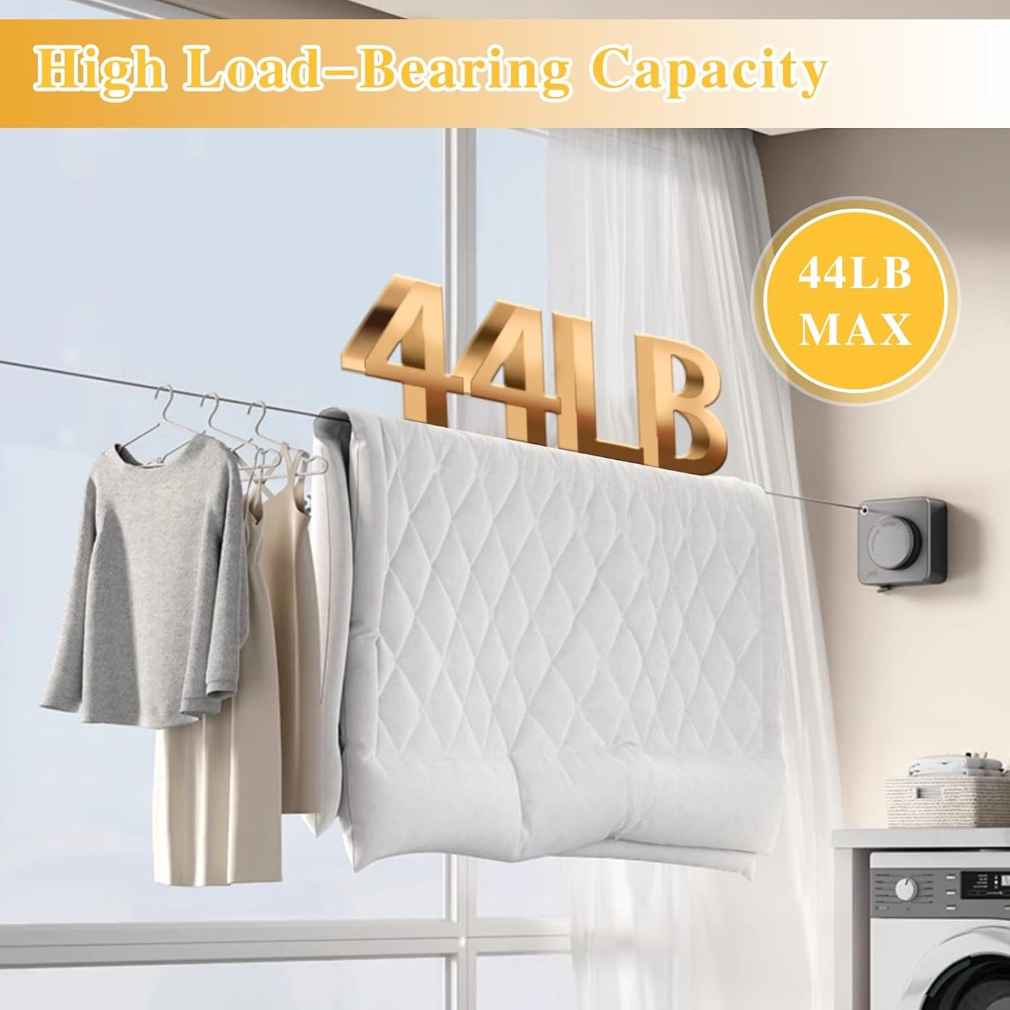 Retractable Clothesline Indoor, Non-Sagging Outdoor Clothes Line retracting,15.4 Ft Heavy-Duty Clothes Drying Laundry Line,Wall Mounted Stainless Steel Line (Gray)