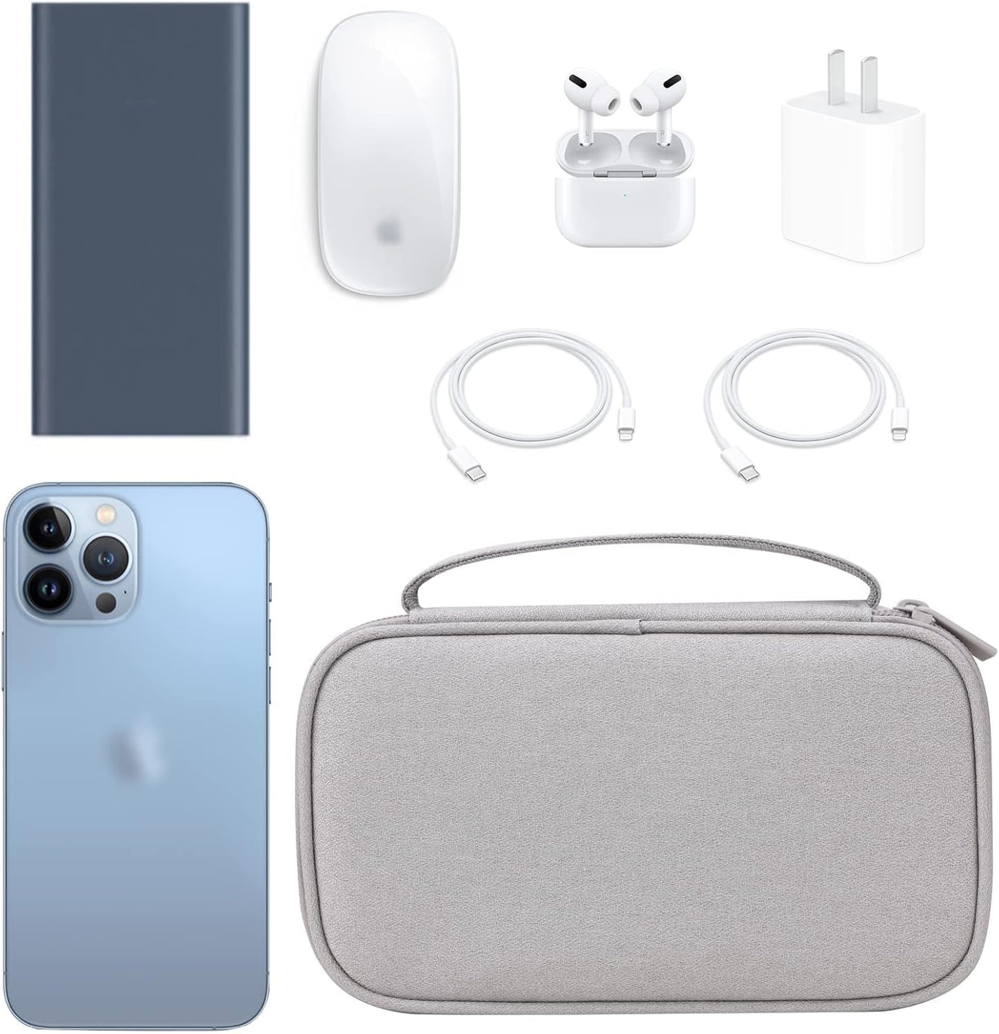 Electronic Organizer Travel Case, Cable Organizer Bag for Charger & Cord, Tech Accessories, External Hard Drive (Small, Light Grey)