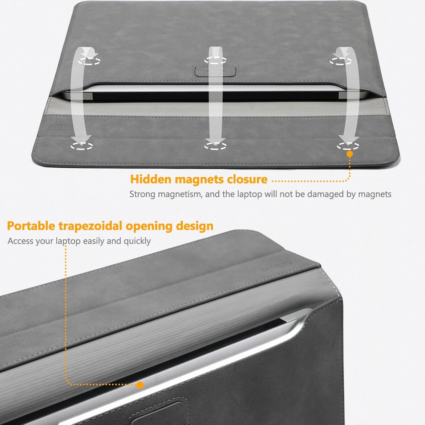 HYZUO 13 Inch Laptop Sleeve Case with Stand for 2025-2018 MacBook Air 13 M4 M3 M2 M1, 2025-2016 MacBook Pro 13 M2 M1, 13" iPad Pro/Air, Surface Pro 11/10/9, XPS 13, with Pouch, Dark Gray