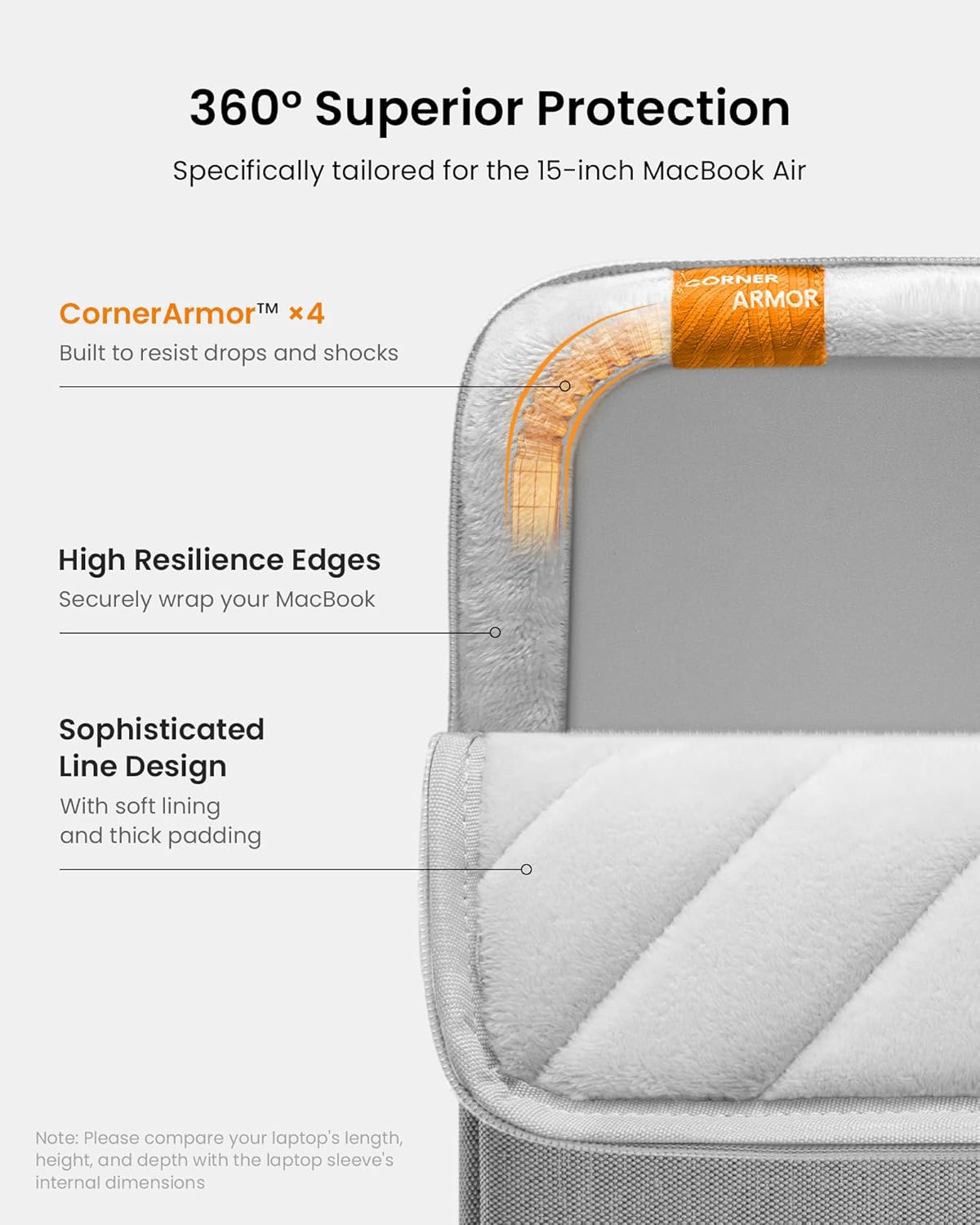 tomtoc 360 Protective Laptop Sleeve Set for 15-inch MacBook Air M4/A3241 2025, M3/A3114 M2/A2941, 15-inch MacBook Pro A1990 A1707, Dell XPS 15 Plus, Water-Resistant Laptop Case with Accessory Pouch