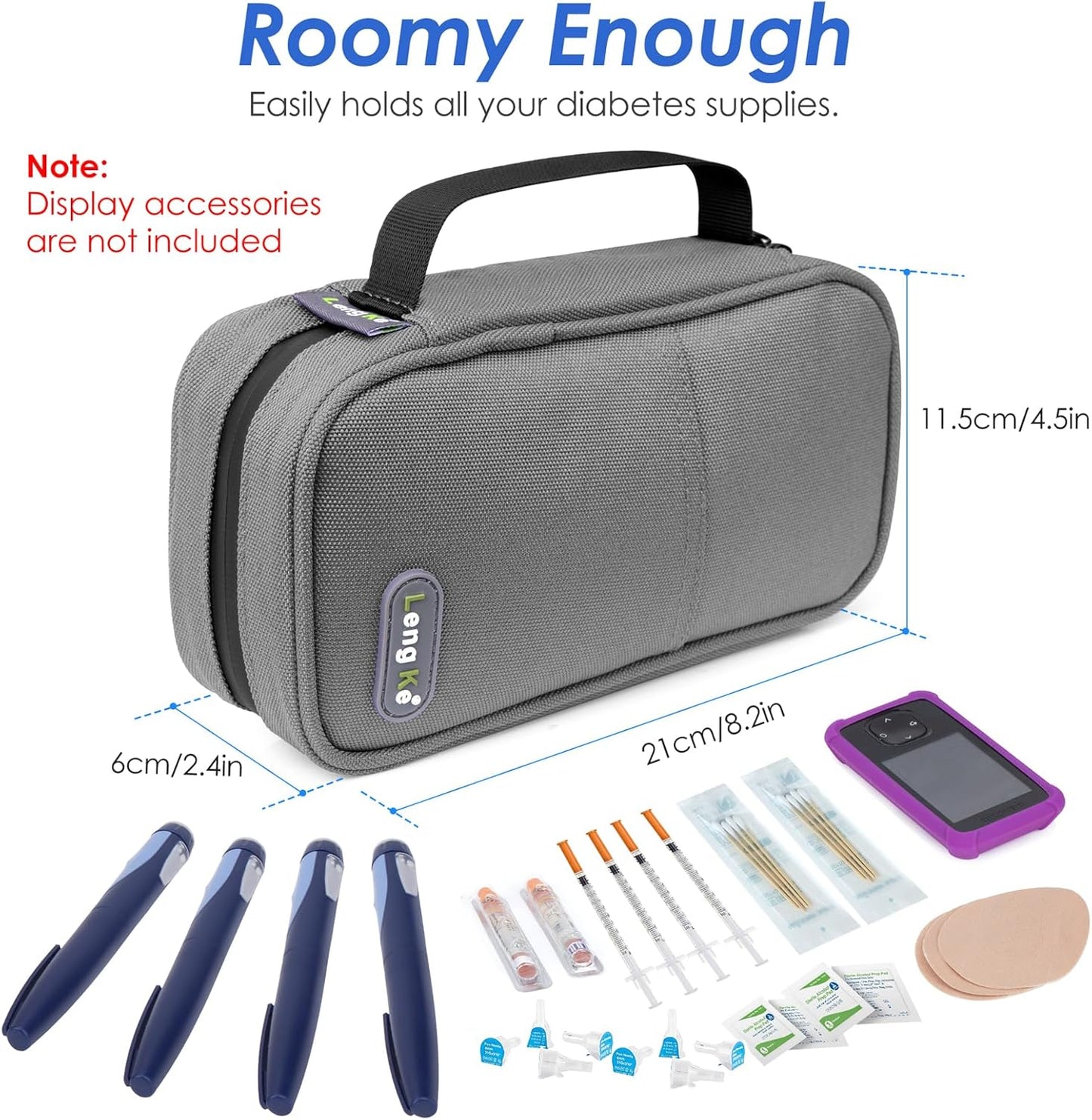 YOUSHARES Insulin Cooler Travel Case - Travel Medicine Cooler Bag for Insulin Pens and Diabetes Supplies Travel, Insulin Pen Case with 2 TSA Approved Gel Ice Pack (Grey)