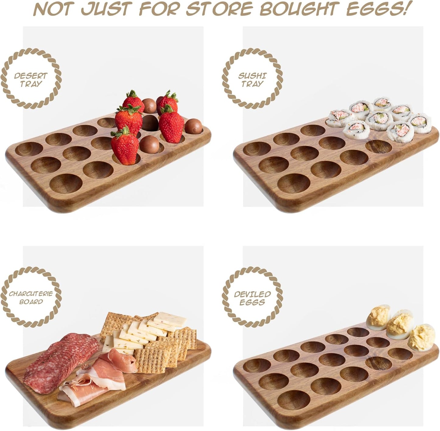 Gui's Chicken Coop Egg Tray - Rustic Wooden Egg Holder For Eggs Usable in Kitchen Refrigerator, or Countertop for Display or Storage - Easy to Clean… (18 Eggs)