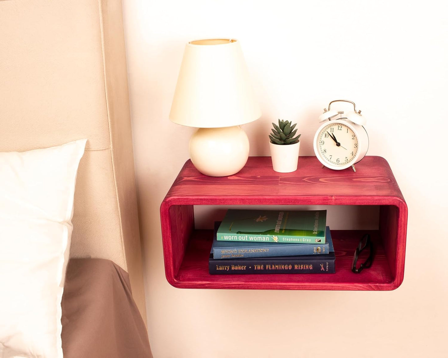 Floating Nightstand Wooden, Bedside Table, Nightstand Shelf, Handmade, Wall Mounted Bedside Shelf, Minimalist and Unique Style (Tokyo)