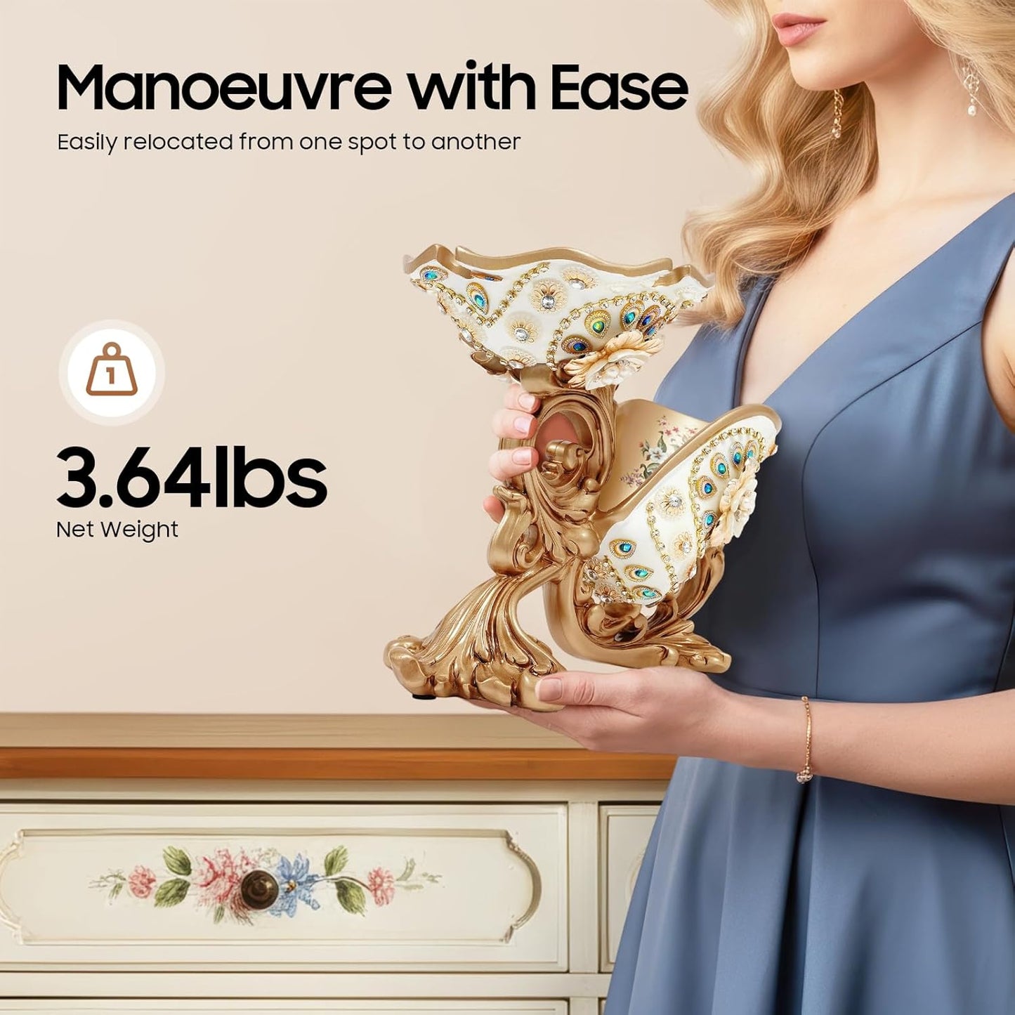 Wine Bottle Holder, Gold Wine Glass Holder Countertop with Flower Relief, Vintage Tabletop Rack Decor for Home Bar Restaurant Club Hotel