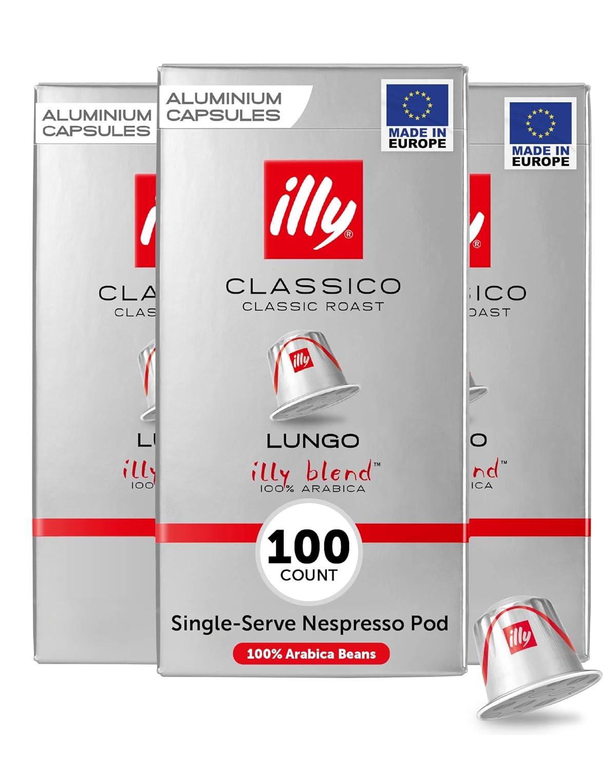 illy Aluminum Espresso Capsules - Compatible with Nespresso Machines - Classico Lungo Roast Coffee - Mild & Balanced - Notes Of Caramel, Orange Blossom & Jasmine - 10 Count (Pack of 10)