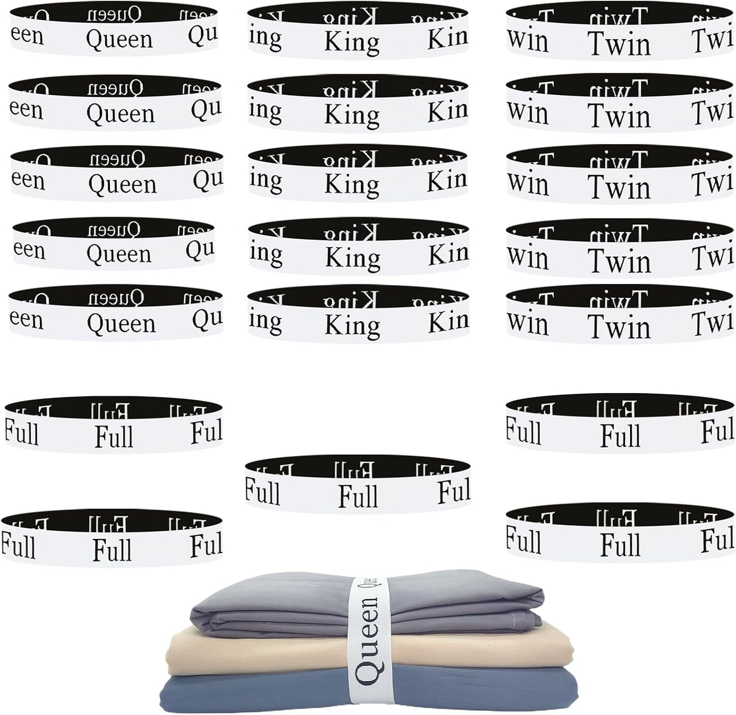 20 Pieces Bed Sheet Organizer Bands, Sheet Organizers and Storage Label Bands, Sheet Label for Bedding, Sheets Organizer for Closet,Sheet Keepers Linen Labels Bedding Bands