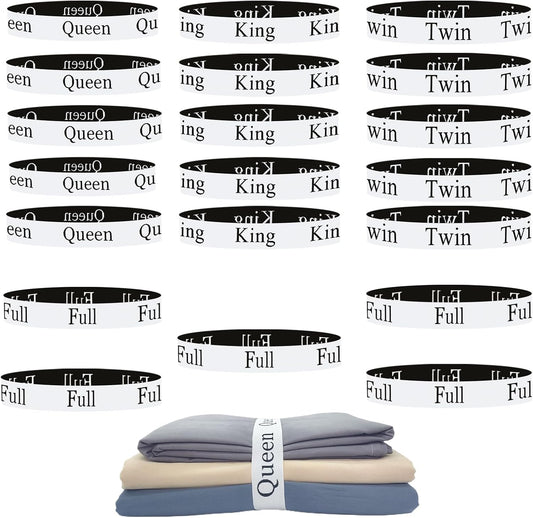 20 Pieces Bed Sheet Organizer Bands, Sheet Organizers and Storage Label Bands, Sheet Label for Bedding, Sheets Organizer for Closet,Sheet Keepers Linen Labels Bedding Bands