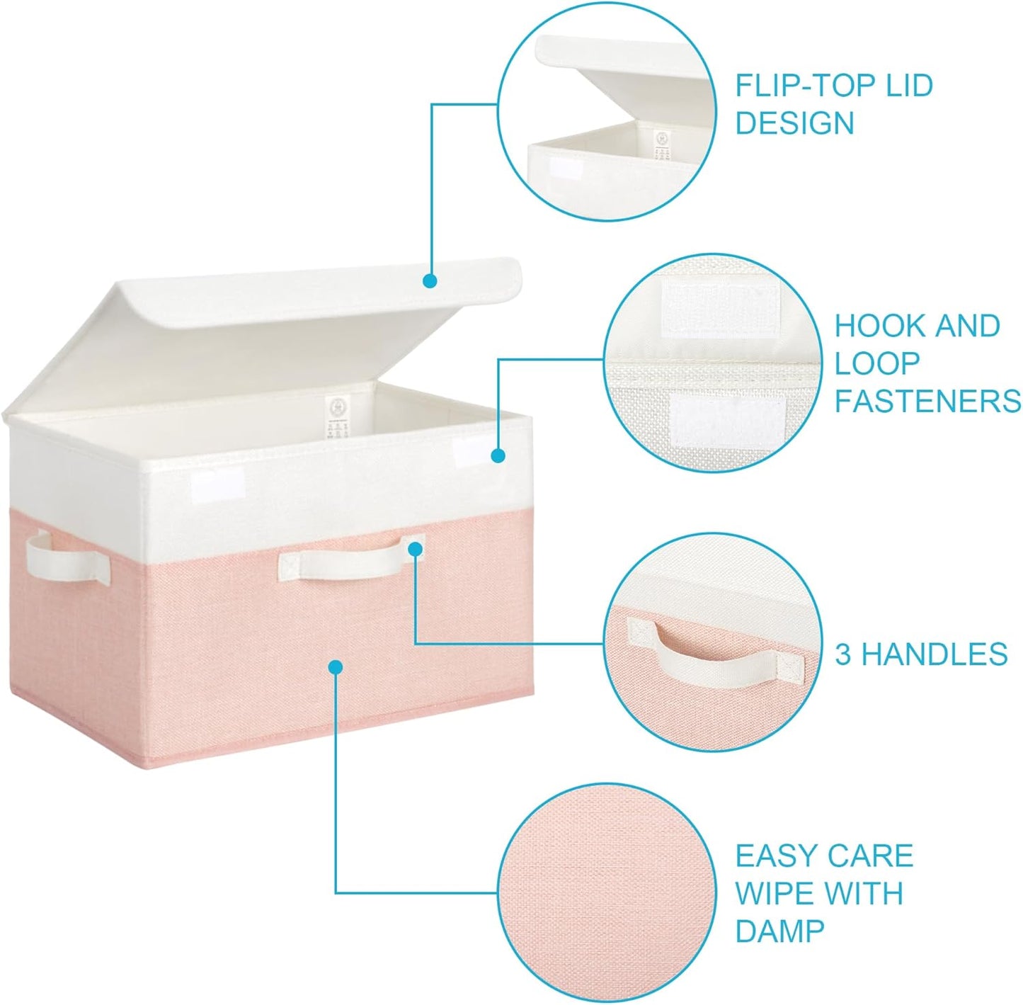 GRANNY SAYS Storage Bins with Lids, Decorative Storage Boxes for Baby Nursery, Girls Toy Chest, Closet Organization, Pink, 2-Pack