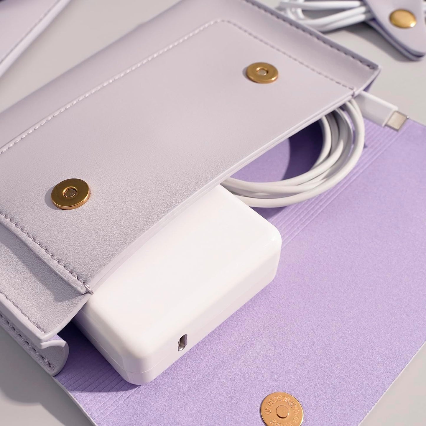 PU Leather Laptop Sleeve for 15.3 inch MacBook Air 2023 2024, Surface Book 13.5, Surface Laptop Studio - Light Purple