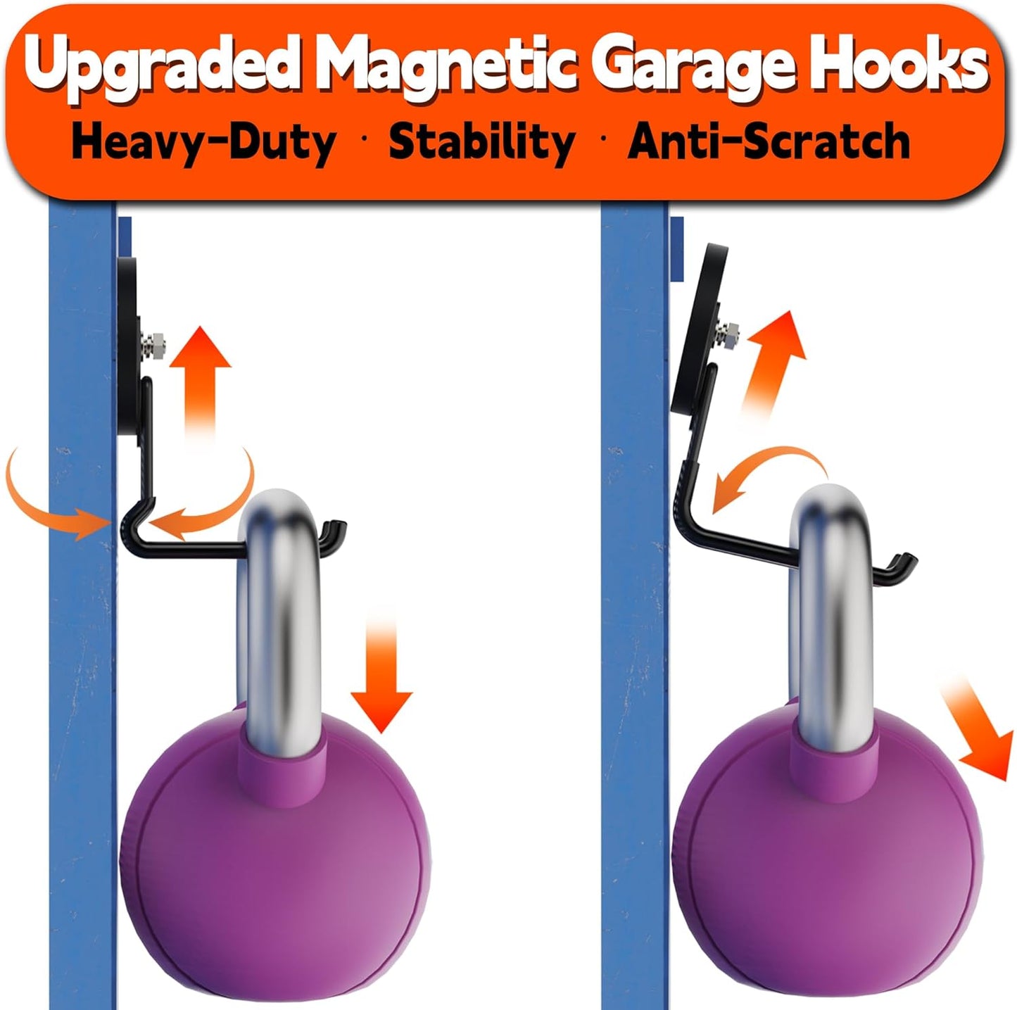 ULIBERMAGNET New Updated Gaint Magnetic Hooks,2 Pack Heavy Duty Large Magnetic Hooks for Extension Cord, Cable, Hose, Power Cord,Rope,Drill,Jig Saw,Circular Saw,Garden Lawn Tools (Black/3.46inch)