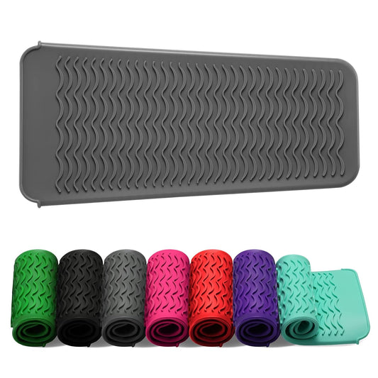 ZAXOP Resistant Silicone Mat Pouch for Flat Iron, Curling Iron,Hot Hair Tools (Grey)