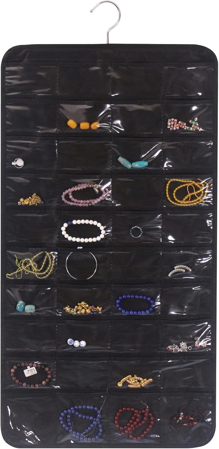 DIOMMELL 80 Pockets Hanging Jewelry Organizer for women, Storage Bag for Earrings Necklace Bracelet Ring accessory display holder box