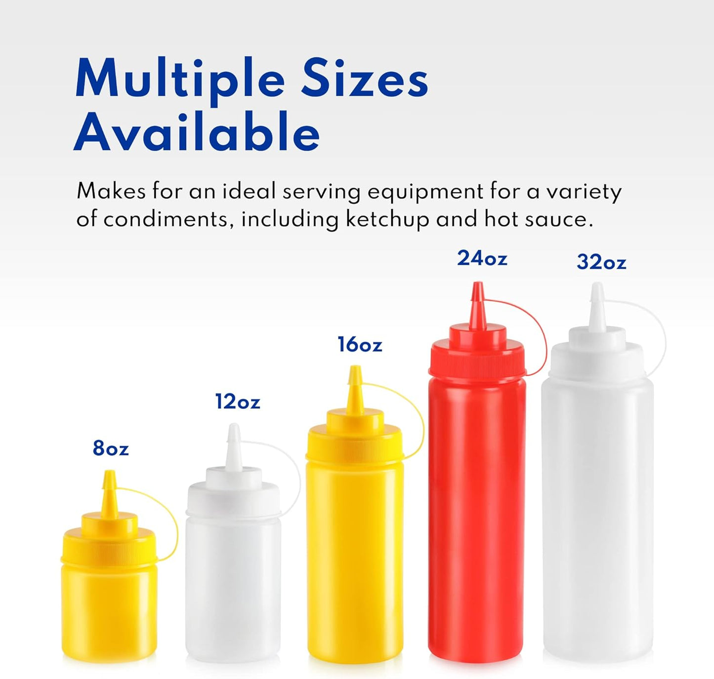 New Star Foodservice Squeeze Bottles, Plastic, Wide Mouth, 32 oz, Clear, Pack of 6