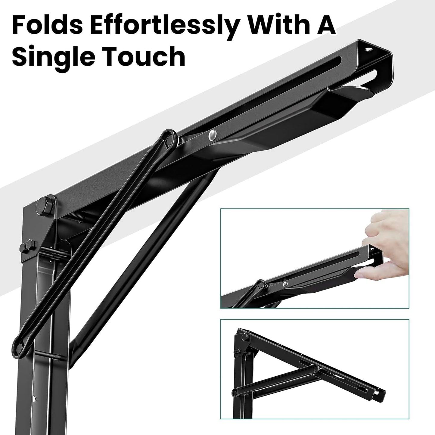 EVERHANGER 18 inch Folding Shelf Brackets for Garage, Heavy Duty Collapsible Shelf Bracket Steel Wall Mounted Table Brackets (Pack of 4, No Board)