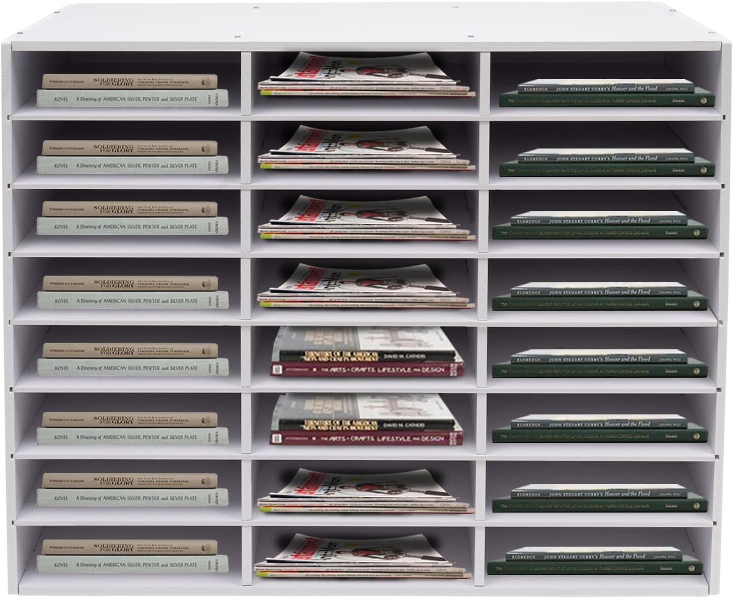 Mail Sorter Organizer, 24 Compartments Mailbox for Classroom, Desktop File Organizer with Adjustable Shelves, for Office Home Classroom, White