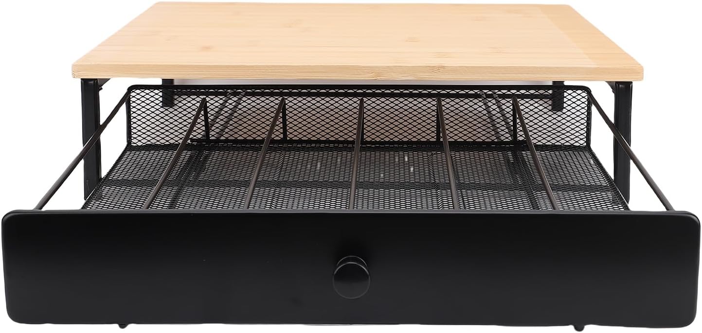 WALFRONT Coffee Pod Drawer, Iron Coffee Capsule Organizer Tray with 36 Pods Capacity for Home Office and Cafe Use