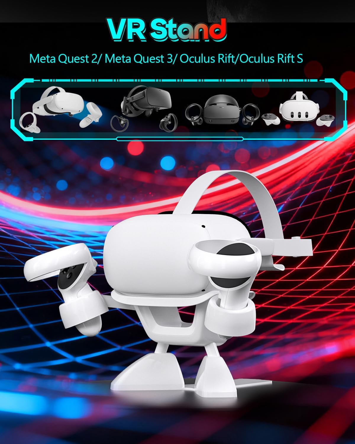 Nargos Stand for Meta Quest 2/ Oculus Quest 3, VR Stand Headset Display Holder Storage Accessories, Organizer Headsets & Touch Controllers