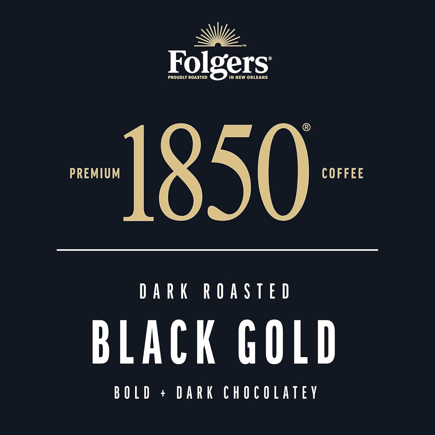 Folgers 1850 Black Gold Dark Roast Coffee, 10 Keurig K-Cup Pods