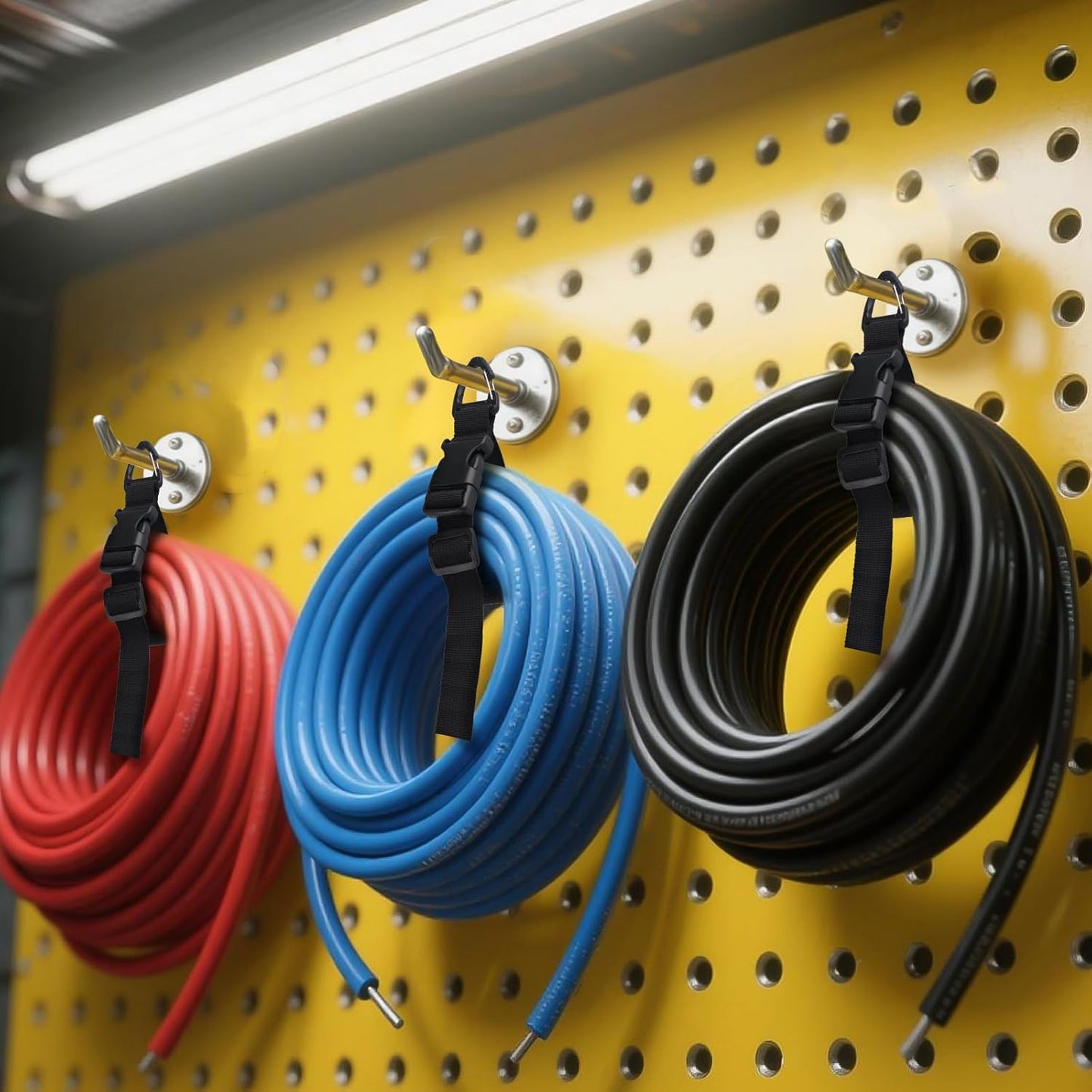 17 Inch Extension Cord Holder Organizer with Triangle Clips for Garage Organization and Storage, Adjustable Heavy Duty Storage Straps for Men Workshop (9)