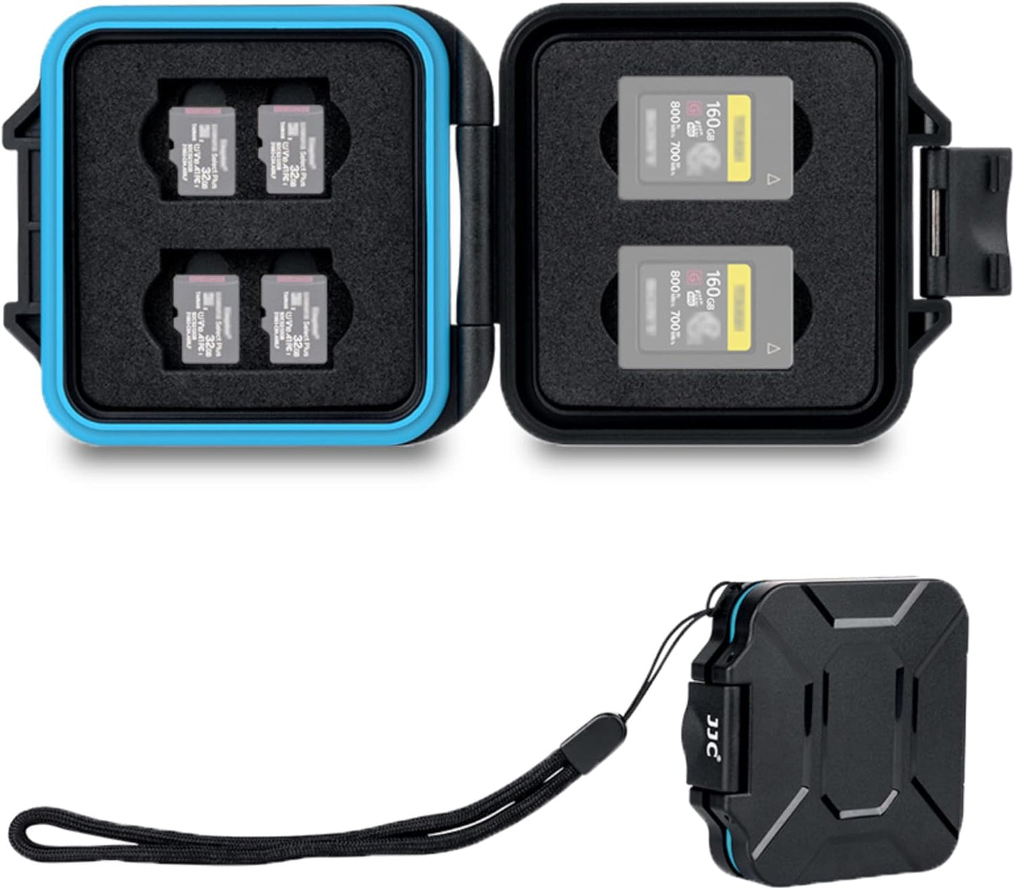 JJC 12 Slots Portable CFexpress Type A Card Case Holder, Water-Resistant and Anti-Shock MSD Micro SD Storage Organizer for 4 CFexpress Type A Card & 8 Micro SD/Micro SDHC/Micro SDXC Card