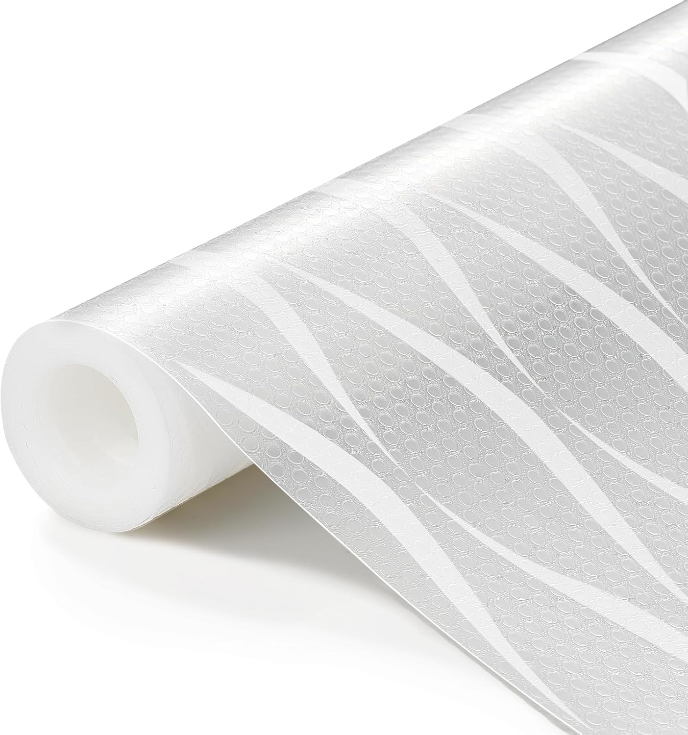 Shelf Liner, Waterproof Refragerator Liner, Drawer Liners for Kitchen Cabinet, Bathroom Sink Mat No Slip Cupboard Mats Non Adhesive Fridge Liner EVA Place Mats Roll - Clear Wave 12"×236.2"