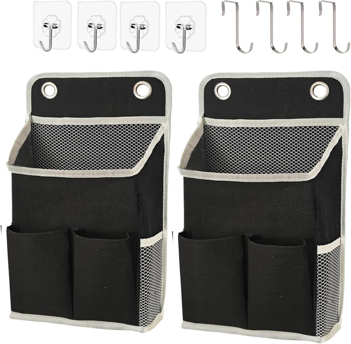 Hanging Basket for Organizing, Wall Organizer with Pockets and Over The Door Organizer，Can for Home, Closet, Office and Camper (Black2)