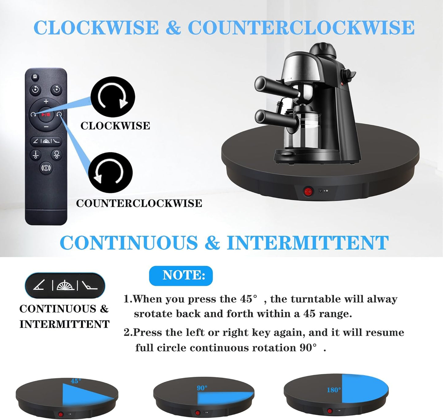 JAYEGT Motorized Rotating Display Stand, 360 Degree Electric Rotating Potography Turntable for Products Display，Live Video Show, Remote Control Angle, Speed (Black/ 20.5inch /330Lbs Load/Wired)