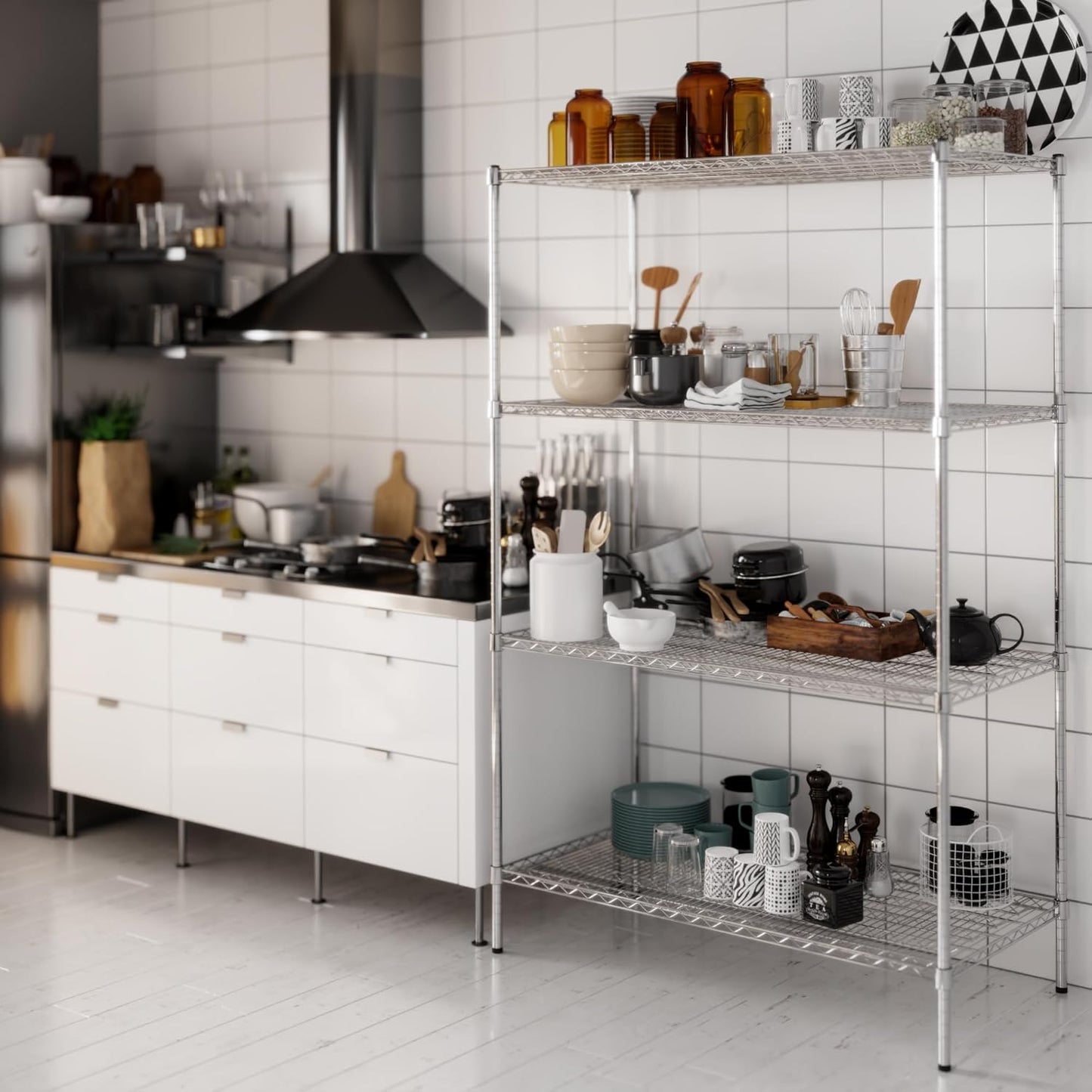 24" Deep x 48" Wide x 74" Height Wire Shelving Kit | 4-Tier | NSF Commercial Storage Rack Unit