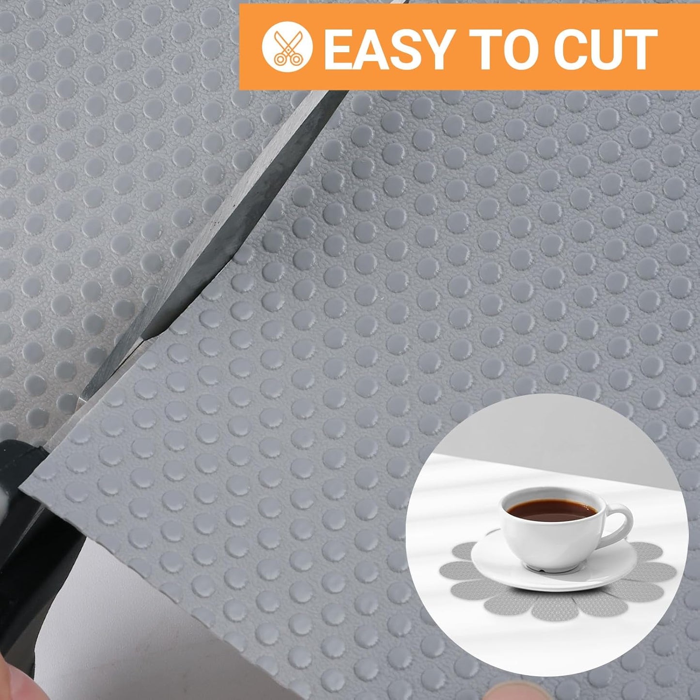 Large Shelf Liners for Kitchen Cabinets: 20 Inch Wide x 300 inch Long Waterproof Under Sink Mat Light Grey - Non-Adhesive Easy to Cut Drawer Liner for Pantry Cupboard