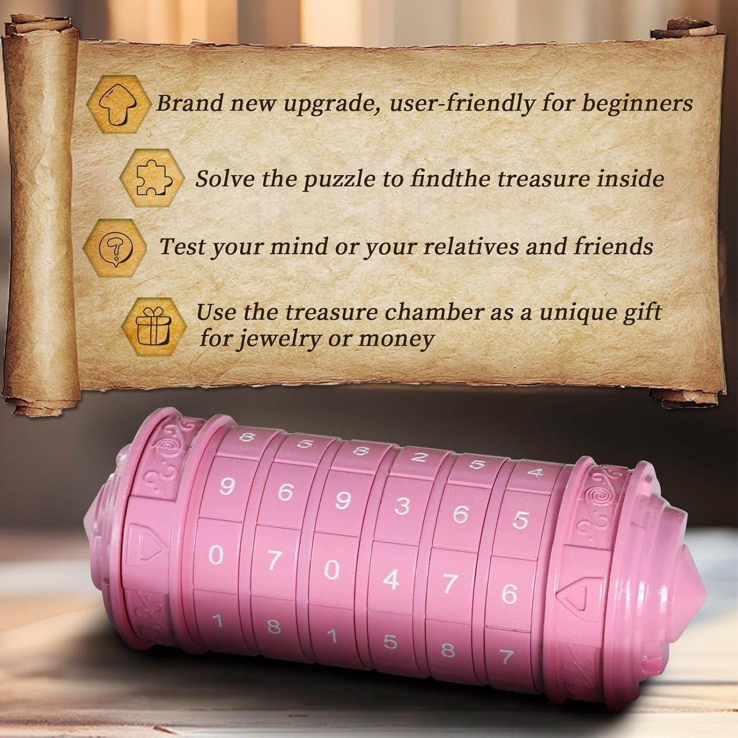 Da Vinci Code Numeric Cryptex Money Puzzle Box for Cash Gift, Jewelry Box with Hidden Compartment, Unique Puzzle Gift for Adults Brain Teaser Valentine’s Day Wedding & Anniversary Present