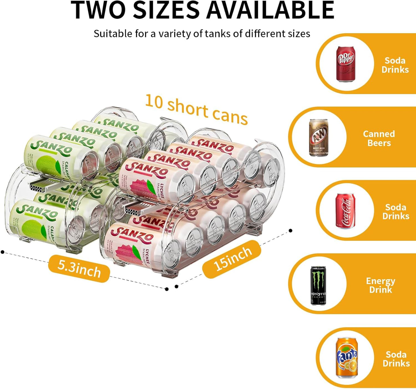 Drink Organizer for Fridge, Soda Can Organizer Dispenser for Refrigerator with Automatic Rolling,Organize Standard Size 11.15oz or 12oz Cans Drink,Save Space for Fridge、Kitchen、countertop