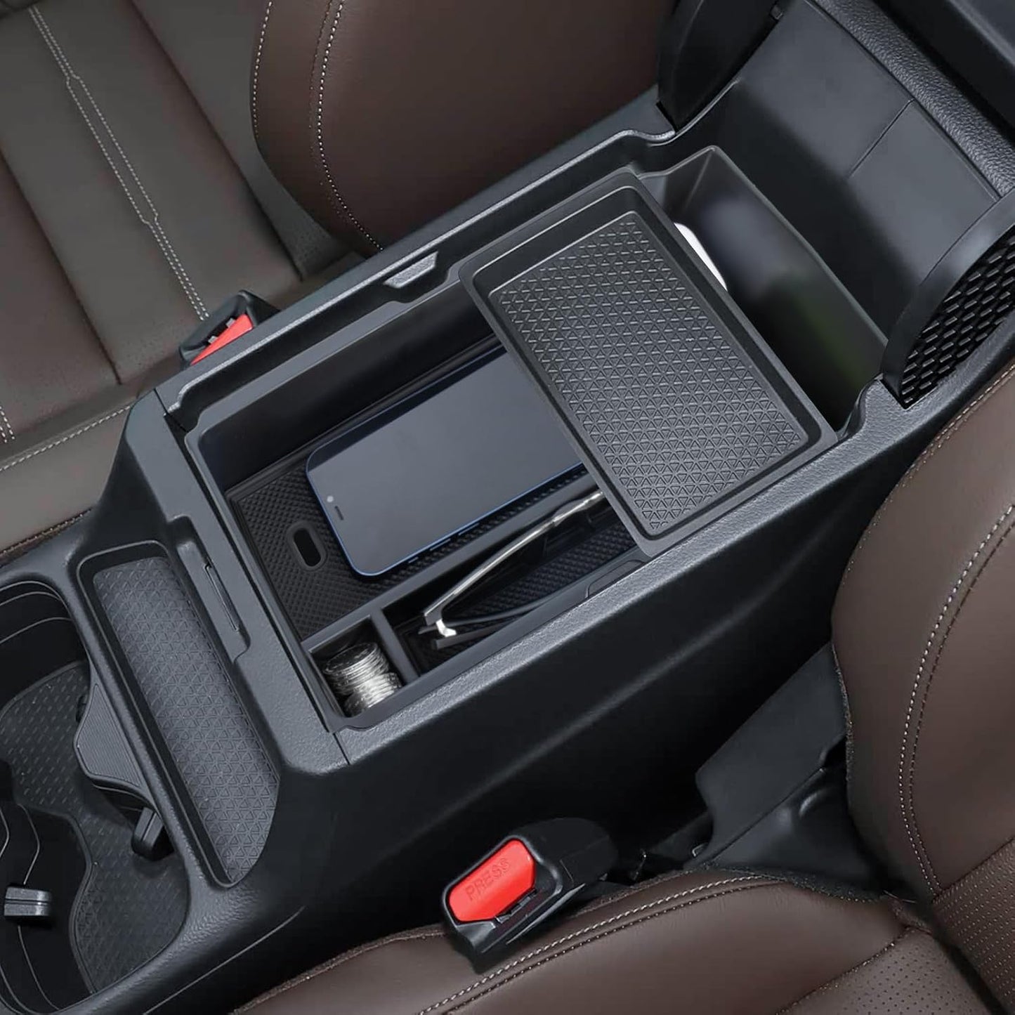 Center Console Organizer Compatible with 2026 2025 2024 2023 Honda CR-V Armrest Storage Box Coin and Glass Holder ABS Plastic Insert Secondary Storage Interior Accessories