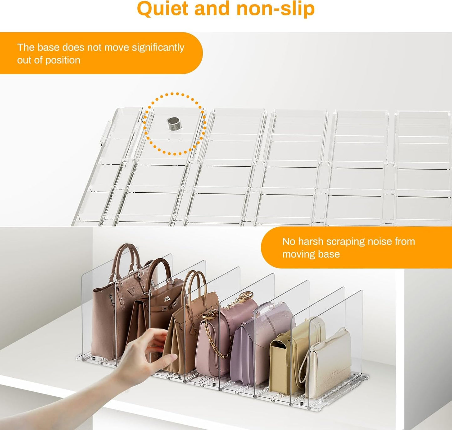 Purse Organizer for Closet Organizers and Storage, Adjustable Clear Shelf Dividers for Purse Organizer, Closet Shelf Storage Suitable for Bookshelf Dividers, Bedroom, Offices(2Set-Small)